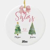 Two Sisters Christmas Tree With Custom Names セラミックオーナメント (裏面)