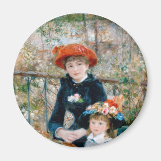 Two Sisters on Terrace byルノアール。ファインアートプリント。 マグネット