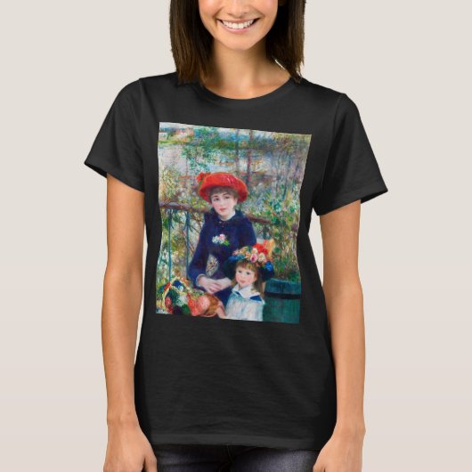 Two Sisters - Renoir Impressionist Painting Tシャツ (正面)