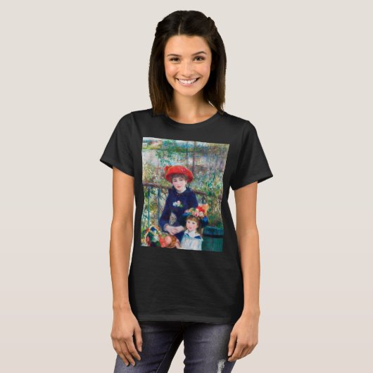 Two Sisters - Renoir Impressionist Painting Tシャツ (正面フル)