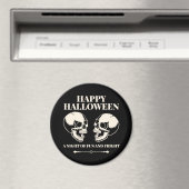 Two Skulls Laughing Happy Halloween マグネット (インサイチュ (食洗機))