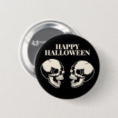 Two Skulls Laughing Happy Halloween 缶バッジ (正面&裏面)