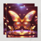 Two Small Fairies Surround A Golden Butterfly 招待状 (正面/裏面)