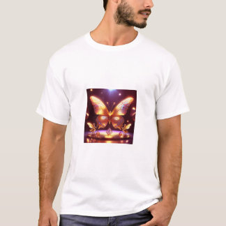 Two Small Fairies Surround A Golden Butterfly Tシャツ