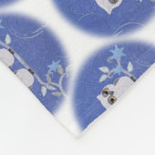Two small white owls fleece blanket フリースブランケット (角)