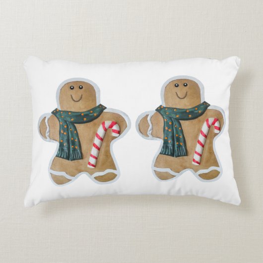 Two snowman biscuits アクセントクッション (正面)