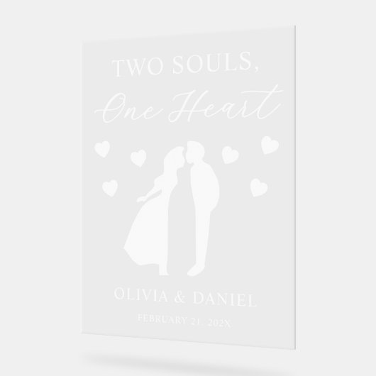 Two Souls, One Heart Custom Wedding アクリルサイン (傾斜)