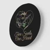 Two Souls, One Heart – Elegant Romantic Wall Clock ラージ壁時計 (傾斜)