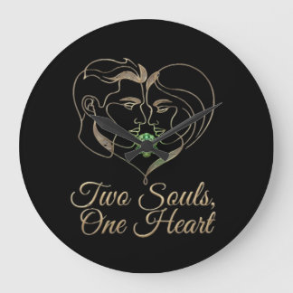 Two Souls, One Heart – Elegant Romantic Wall Clock ラージ壁時計