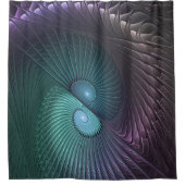 Two Spirals Colorful Modern Abstract Fractal Art シャワーカーテン (正面)