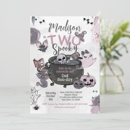 TWO Spooky 2nd Birthday Halloween 招待状 (スタンド正面)