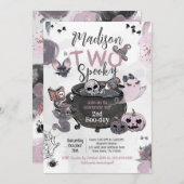 TWO Spooky 2nd Birthday Halloween 招待状 (正面/裏面)