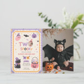 Two Spooky Cute Halloween Ghost 2nd Birthday Photo 招待状 (スタンド正面)