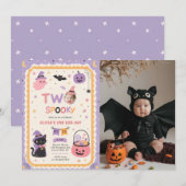 Two Spooky Cute Halloween Ghost 2nd Birthday Photo 招待状 (正面/裏面)