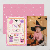 Two Spooky Cute Halloween Ghost 2nd Birthday Photo 招待状 (正面/裏面)