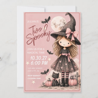Two Spooky Girl 2歳の誕生日ハロウィン招待状 招待状
