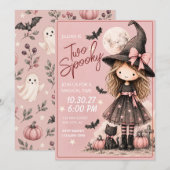 Two Spooky Girl 2歳の誕生日ハロウィン招待状 招待状 (正面/裏面)
