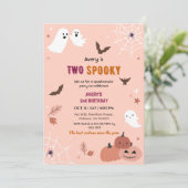 Two Spooky Halloween Birthday Ghost Peach bats 招待状 (スタンド正面)