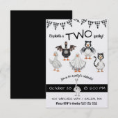 TWO Spooky! Halloween Goose Second Birthday Party 招待状 (正面/裏面)