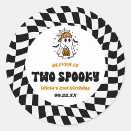 Two Spooky Halloween Retro 2nd Birthday Party ラウンドシール