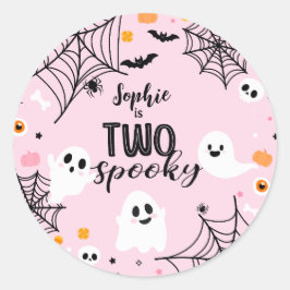 Two Spooky Pink Halloween Ghost ラウンドシール