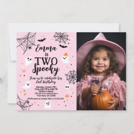 Two Spooky Pink Halloween Invite with Photo 招待状
