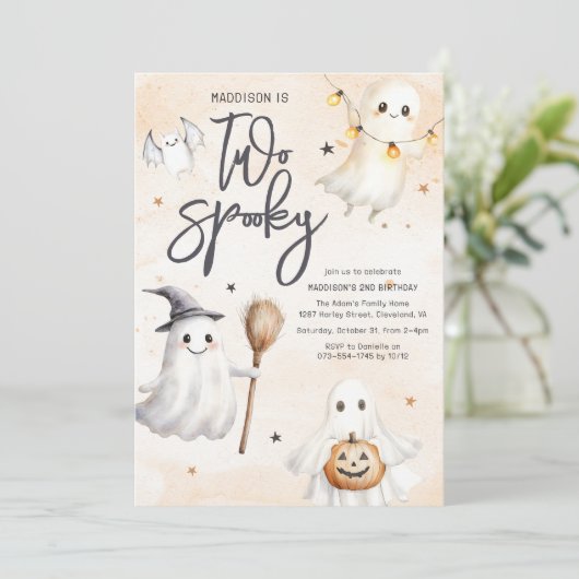 Two Spooky Second Birthday Party Invitation 招待状 (スタンド正面)