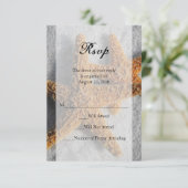 Two Starfish in Sand、ビーチ結婚式Sm RSVP返信 出欠カード (スタンド正面)