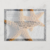 Two Starfish & Sand、ビーチ結婚式RSVP返信カード インビテーションポストカード (裏面)