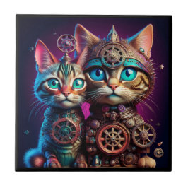 Two Steampunk Kittens Pose タイル