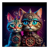 Two Steampunk Kittens Pose ポスター (正面)