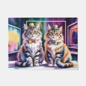 Two Stylish Cats in an Abstract Art Gallery ドアマット (正面)