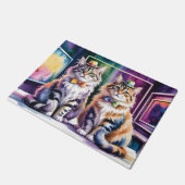 Two Stylish Cats in an Abstract Art Gallery ドアマット (アングル)