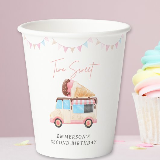 Two Sweet アイスクリーム トラック 2歳の誕生日 紙コップ