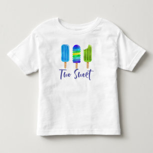 Two+Sweet 2歳の誕生日 ブルー グリーン トドラーTシャツ