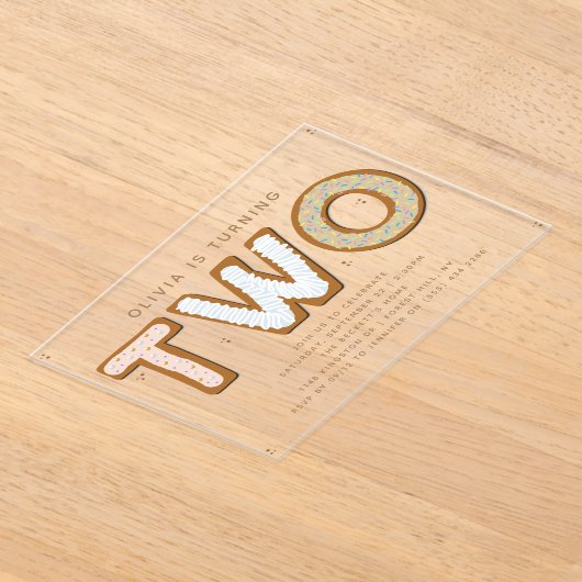 TWO SWEET 2nd Birthday アクリル招待状 (レイダウン)