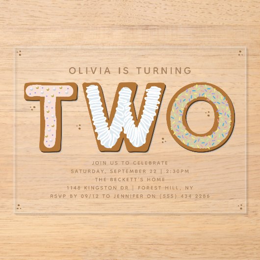 TWO SWEET 2nd Birthday アクリル招待状 (正面)