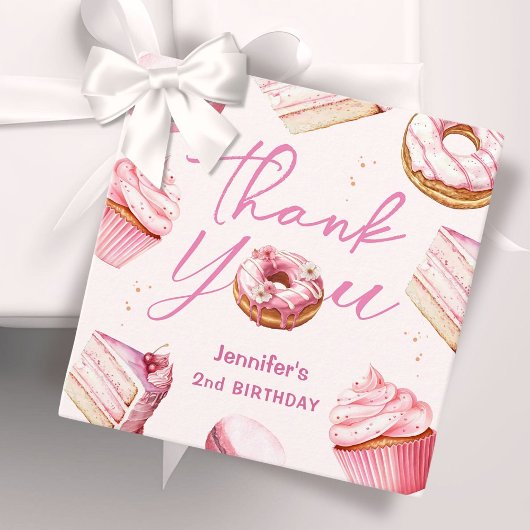 TWO Sweet 2nd Birthday Girls Pink Doutパーティー フェイバータグ