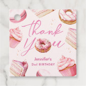 TWO Sweet 2nd Birthday Girls Pink Doutパーティー フェイバータグ (正面)