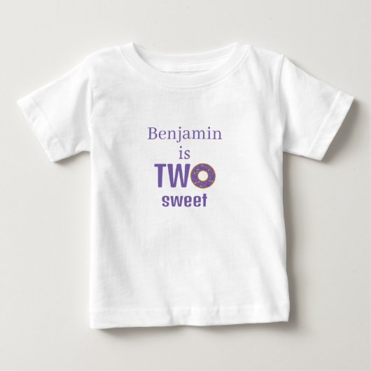 Two Sweet 2nd Birthday Purple Donut ベビーTシャツ (正面)