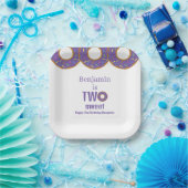 Two Sweet 2nd Birthday Purple Donut Party ペーパープレート (パーティー)