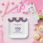 Two Sweet 2nd Birthday Purple Donut Party ペーパープレート (パーティー)