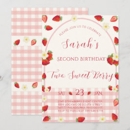 Two Sweet Berry ストロベリー 2歳の誕生日招待状