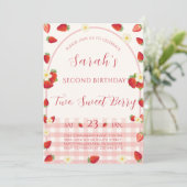 Two Sweet Berry ストロベリー 2歳の誕生日招待状 (スタンド正面)