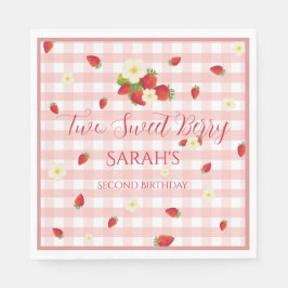 Two Sweet Berry Strawberry 2歳の誕生日パーティー スタンダードランチョンナプキン