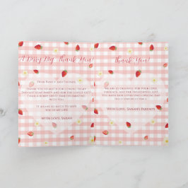 Two Sweet Berry Strawberry 2歳の誕生日フォト折りたたみカード サンキューカード
