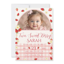 Two Sweet Berry Strawberry 2歳の誕生日招待状