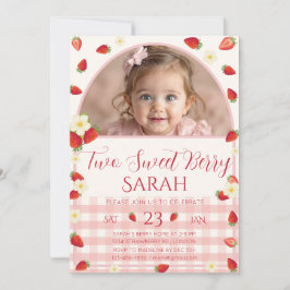 Two Sweet Berry Strawberry 2歳の誕生日招待状