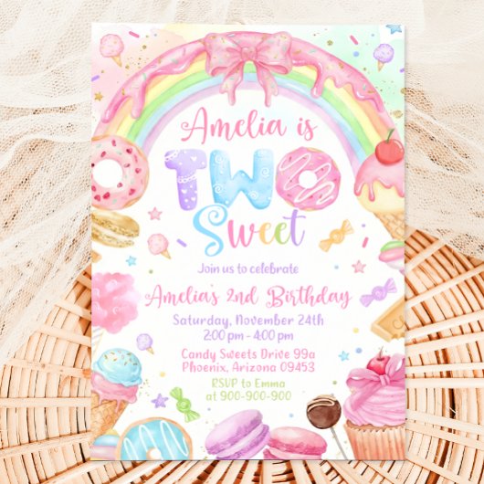 Two Sweet Birthday Invitation, 2nd Birthday Invite 招待状