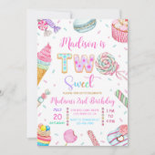 Two Sweet Birthday Invitation, Candy Sweet 2nd Bir 招待状 (正面)